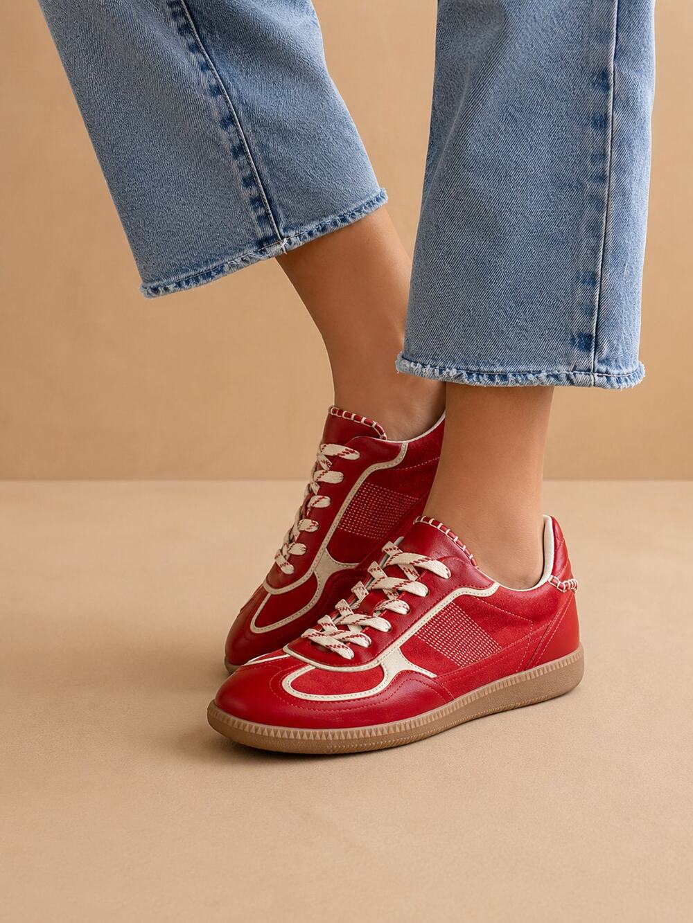 Oasis Society SZ 8.5 The Dalia Lace-Up Sneaker Color Cherry Retro Vegan NEW
